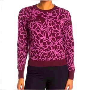 Kate Spade Scribbles  Flora Purple Metallic Ladybug Sweater Size XS